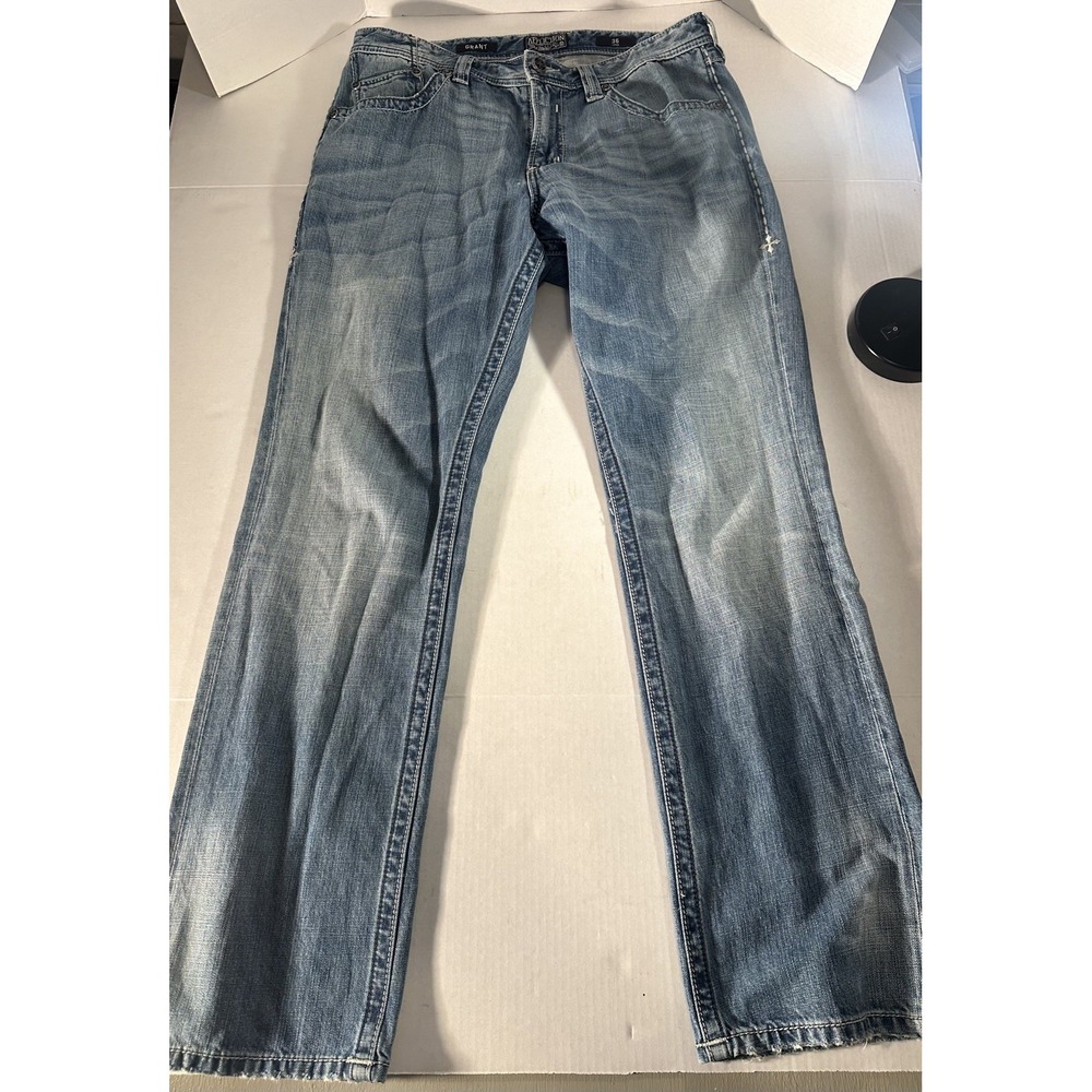 Affliction Grant Black Premium Men's Jeans 36 Long Washed Blue